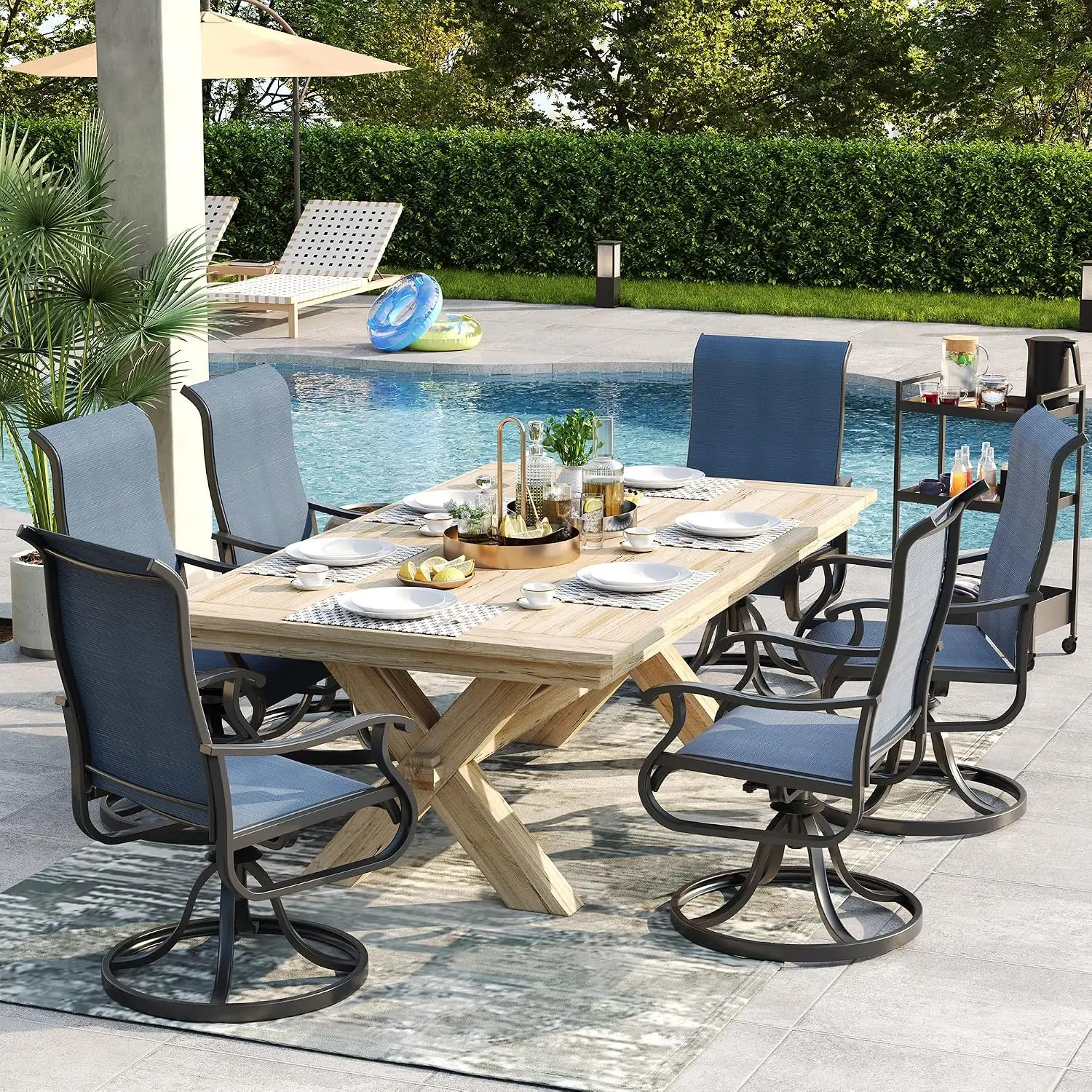 Patio Swivel Chairs Set of 4, Outdoor Rocking Dining Chairs with High Back, Customized