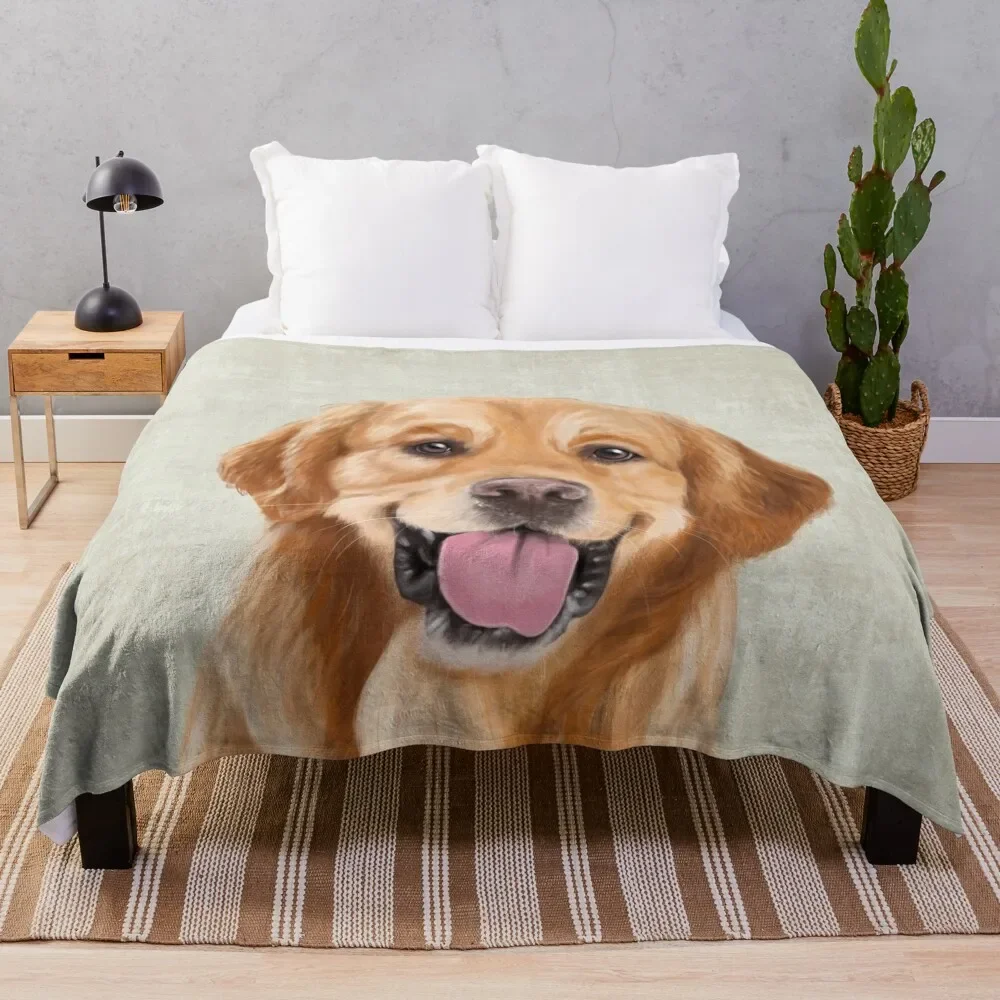 

Mr Golden Retriever Throw Blanket Fluffy Softs Luxury Brand Flannel Retros Blankets