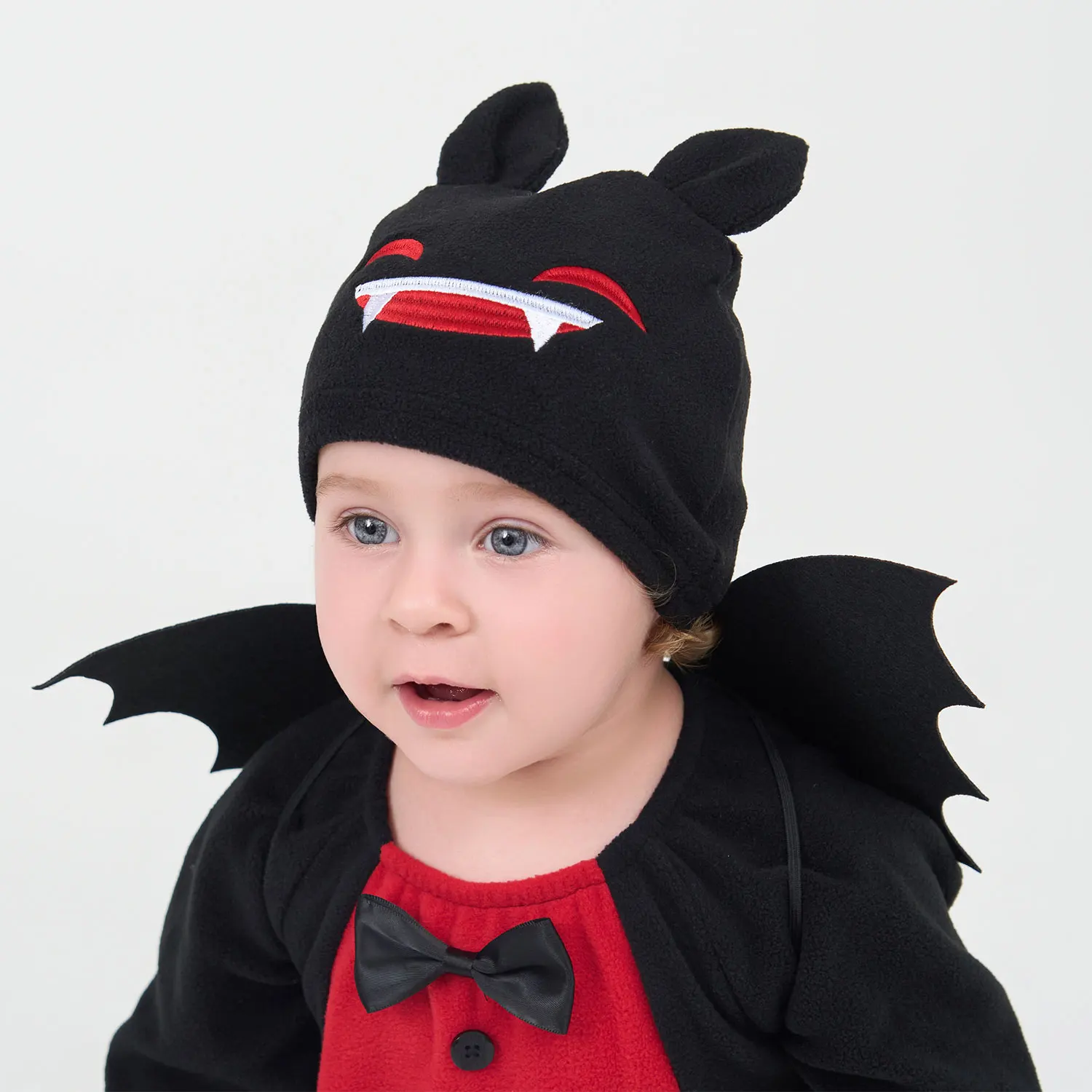 Umorden unissex bebê infantil halloween vermelho preto morcego vampiro diabo traje macacão asas chapéu 3 peças conjunto 1-2t