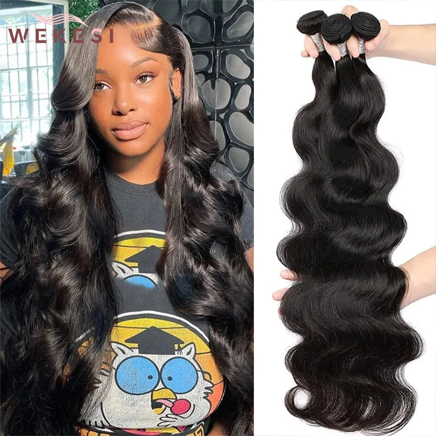 30 32 Inches Body Wave Human Hair Bundles 100% Brazilian Human Hair Bundles Natural Human Raw Hair Extensions Weaves For Women