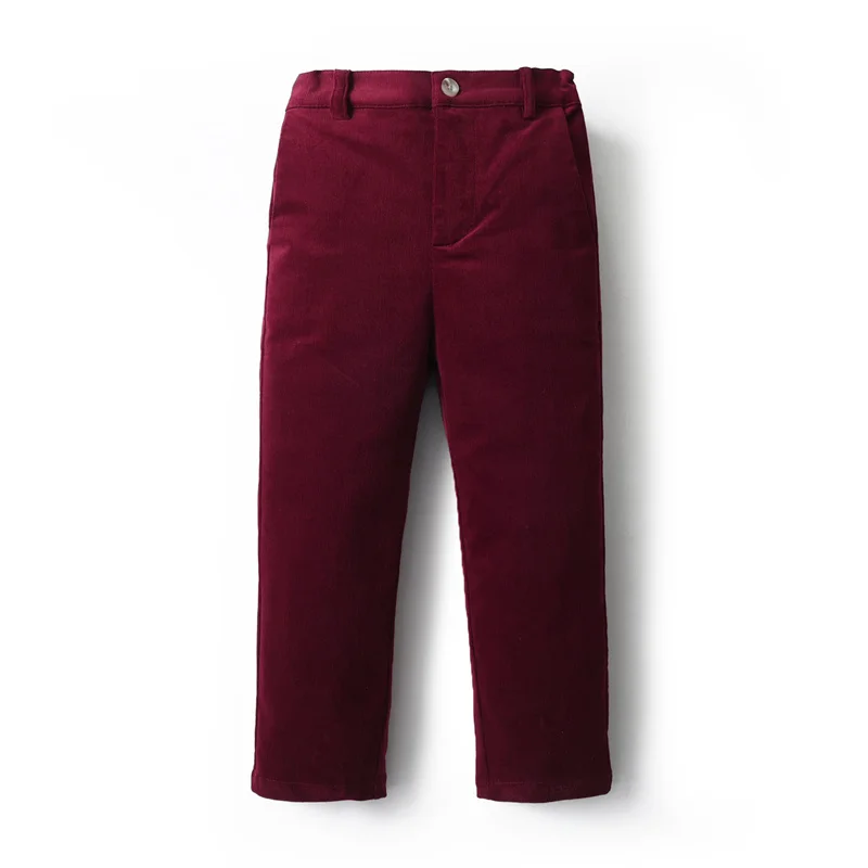 2024 Clibeso Baby Boy Autumn Pant Kids Vintage Wine Red Pants Children Casual Outdoor Clothing Bottom