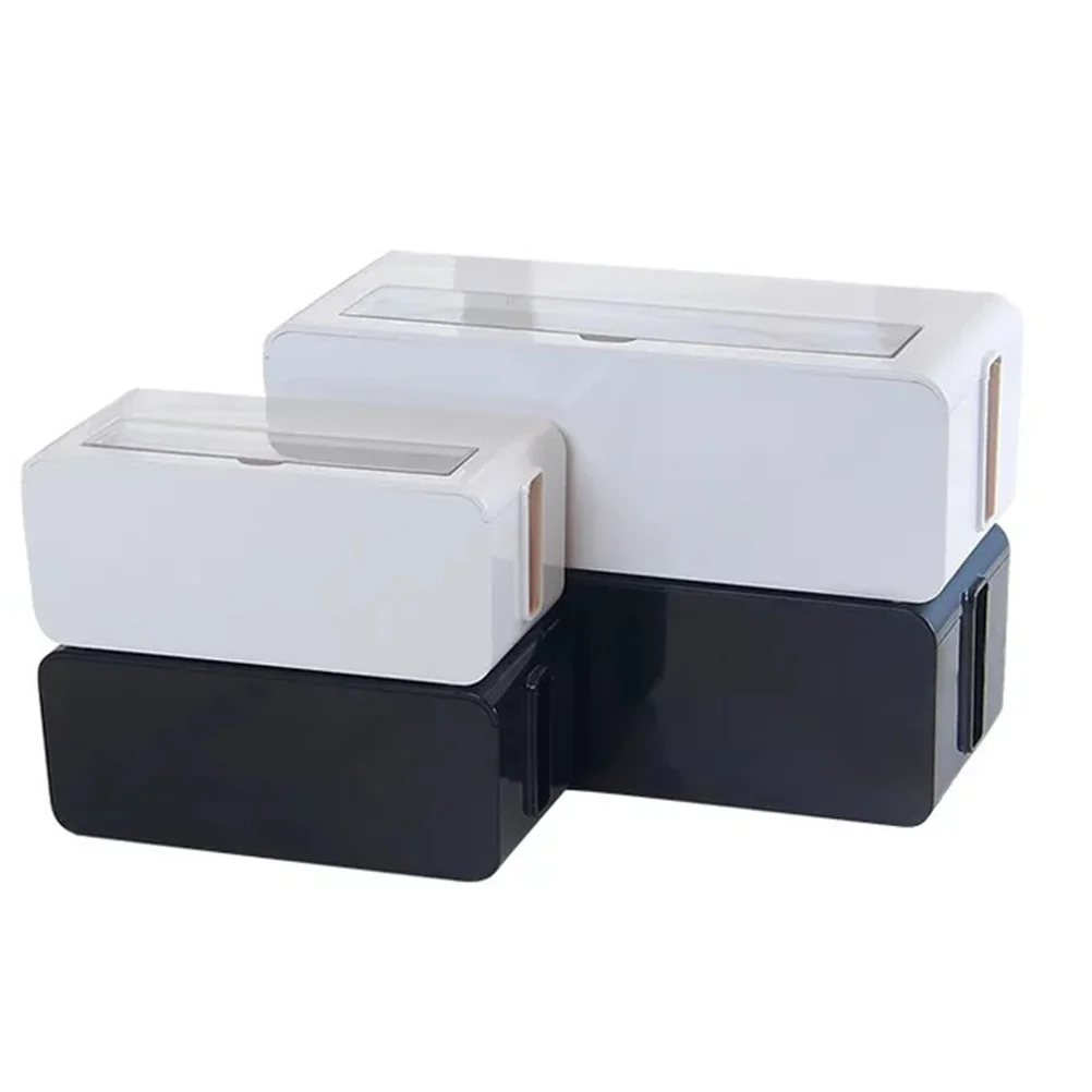 صندوق منظم السلك، حقيبة تخزين كابلات بلاستيكية سوداء لمحولات شرائط الطاقة، أخفى الأسلاك الواقية - مقاس M #4