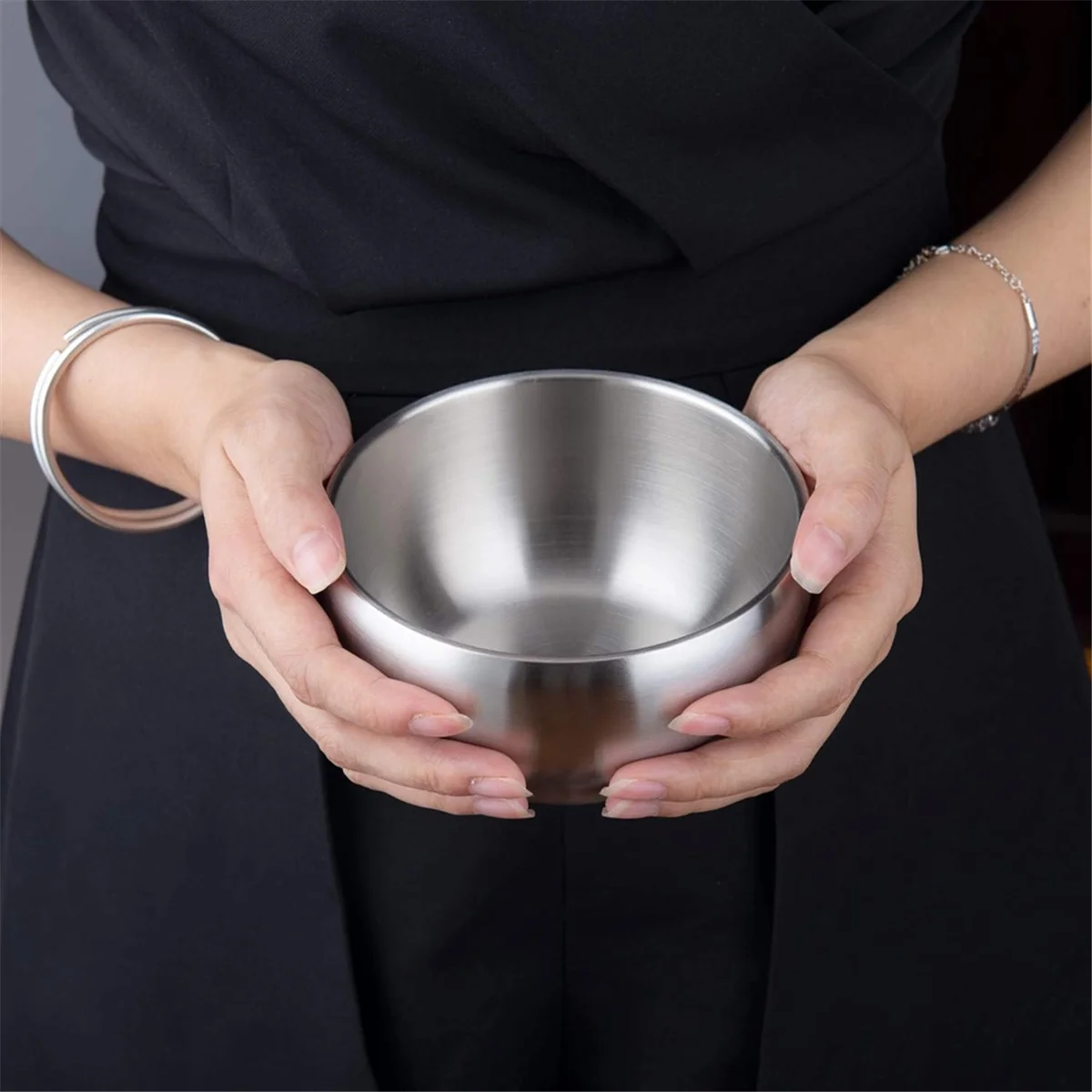 Stainless steel bowl Ice Cream Bowl Insulated Bowl 15oz Double Wall Soup Bowl SUS304 Stainless Steel Cereal Bowl, Set of 2