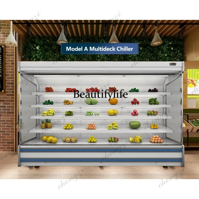 Commercial Multideck Open Chiller Air Curtain Display Cabinet Freezer Showcase Refrigerator Fruit Display Case