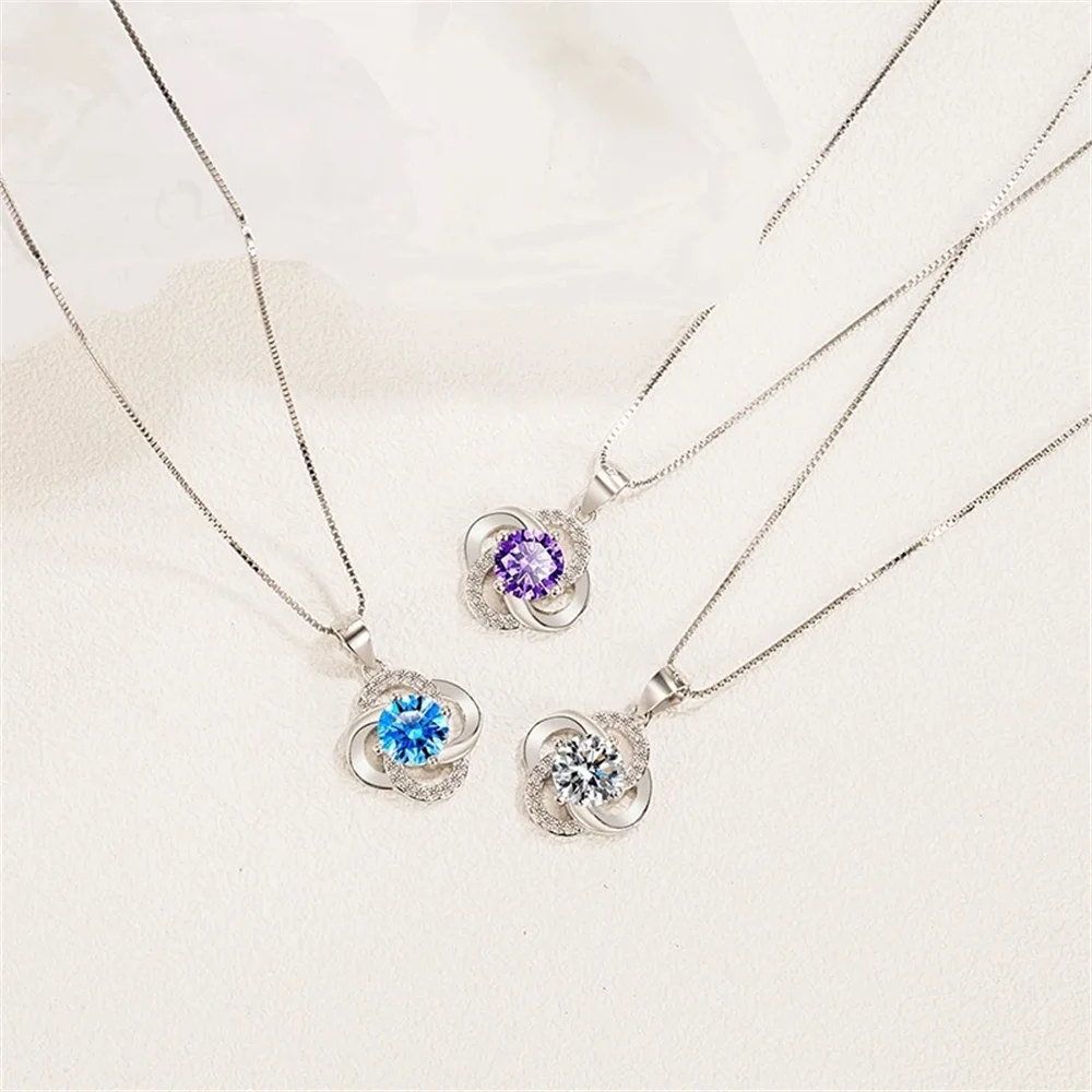 

Серебряное ожерелье S925 в японском и корейском стиле, кулон Lucky Spinning, модный универсальный элегантный женский аксессуар-цепочка на ключицу