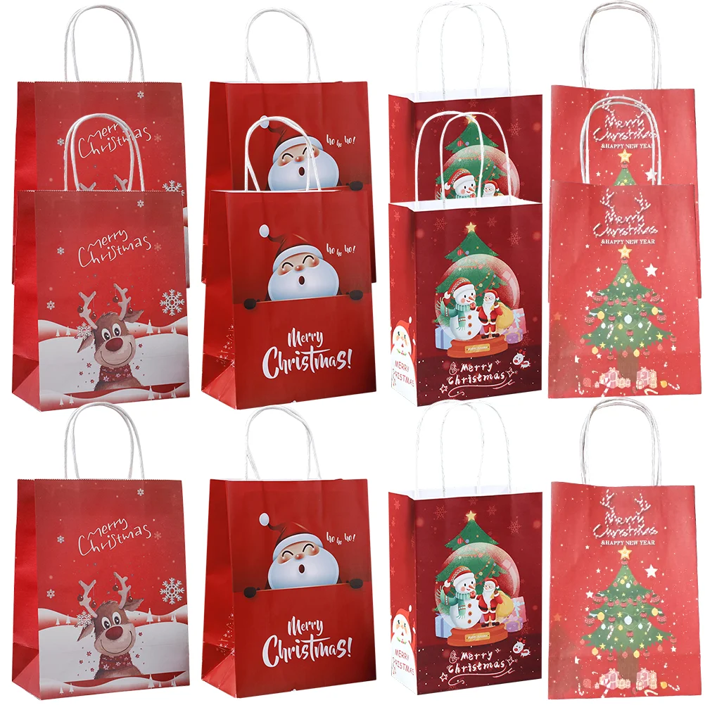 Christmas Bags Medium Size Gift Gifts for Stocking Stuffers Kraft Paper Bulk The