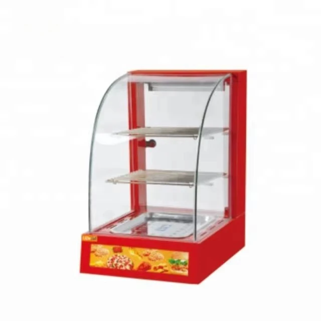 

2P-1 Hot Food Pizza Pie Warmer Display Cabinet Curved Glass Electric Heating Food Warming Showcase
