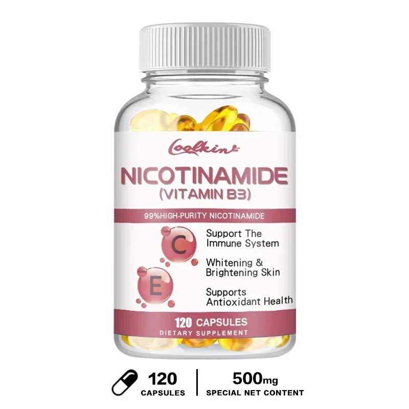 Niacinamide Capsules Contain Vitamin B3 - 99% High Purity Promotes Immune System and Skin Health