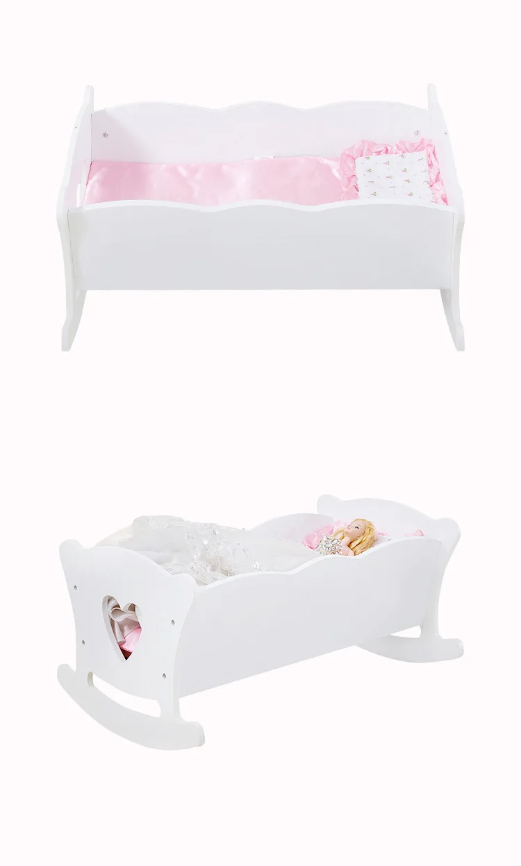 

Wooden Play Doll Cradle Rocking Baby Doll Cradle Crib with Pink Bedding Set for Dolls Up To 20 Inches Toys Doll Accessories