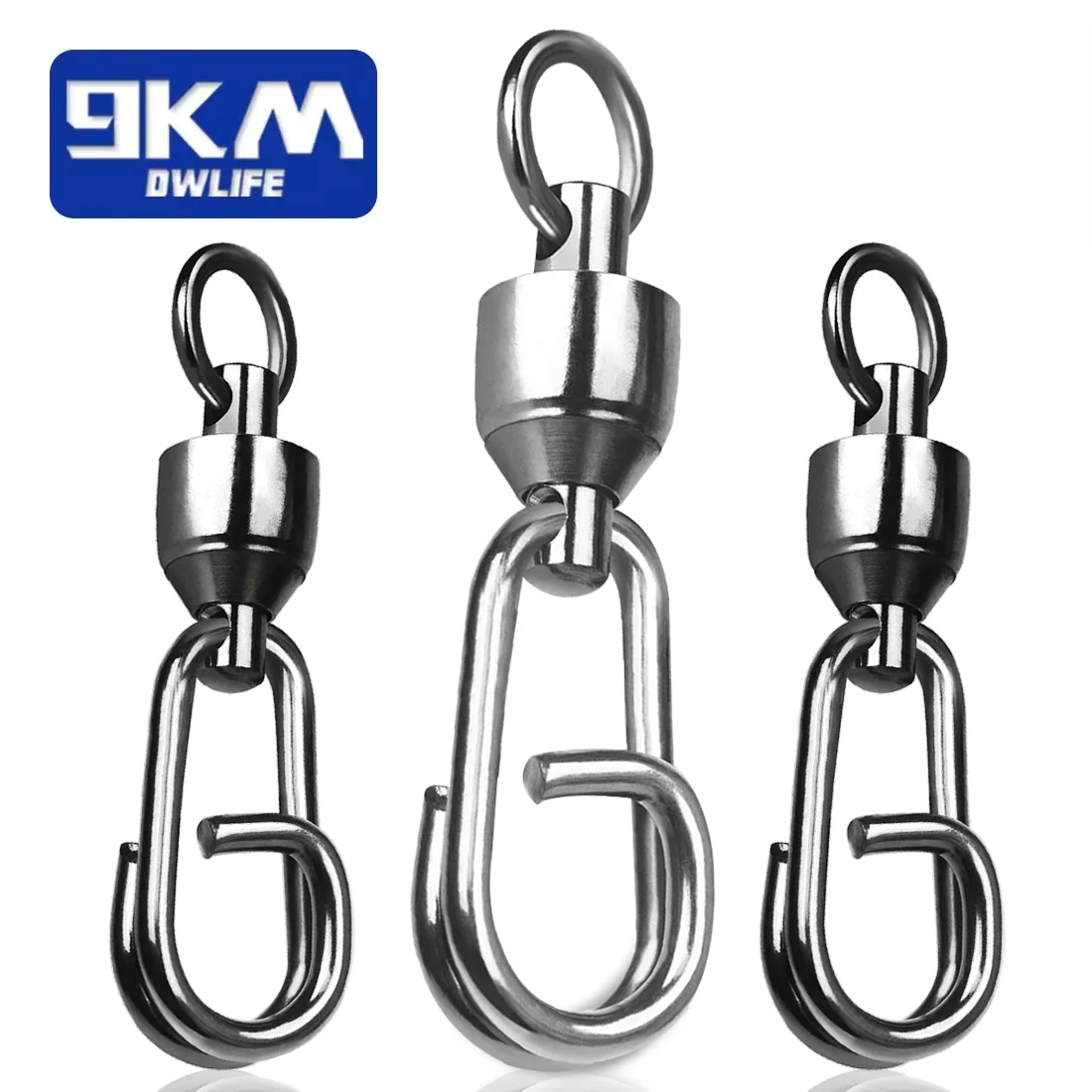 9KM 25Pcs Fishing Snap Swivels Clips Ball Bearing Swivel Stainless Steels Heavy Duty Saltwater Fishing Connectors-Exclusive