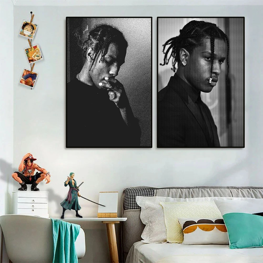 Music Album Star Asap Rocky Hip Hop Retro 80s Fans  Canvas Painting  Print Wall Pictures Art for Living Room Home Decor