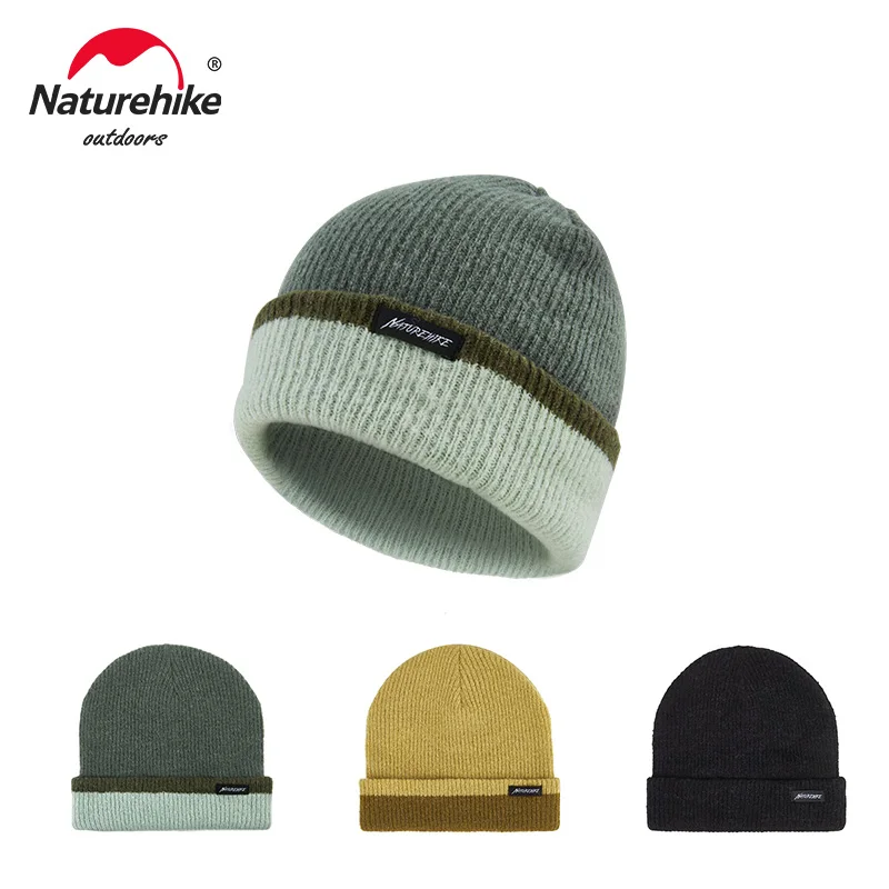 Naturehike Wool Knit Cap Double Layer Winter Men Women Outdoor Sports Thickened Cold Protection Warm Hat Comfortable Elastic