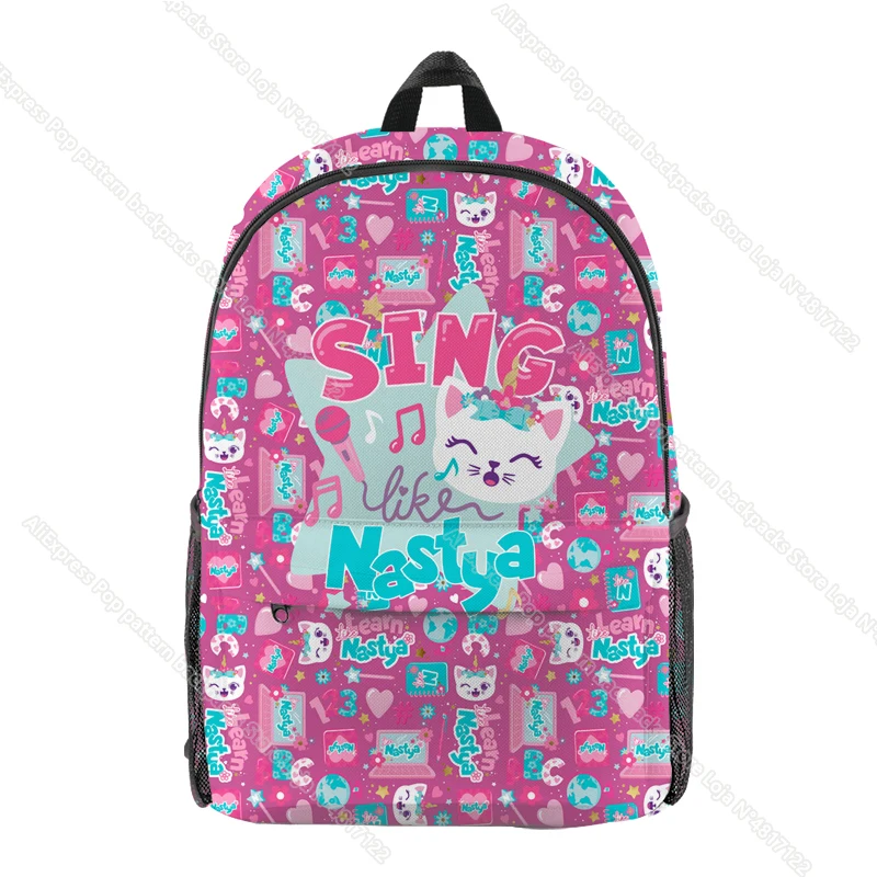 Girls Like Nastya Backpack Cartoon Printing Casual Students Kids Daily Travel Bag Teenagers Back to School Mochila