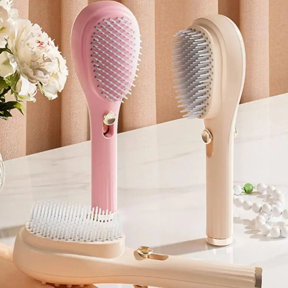 Self-cleaning Portable Retractable Comb Smooth Hair Anti-static Telescopic Hair Comb Soft Comb Teeth One-clicks Clean