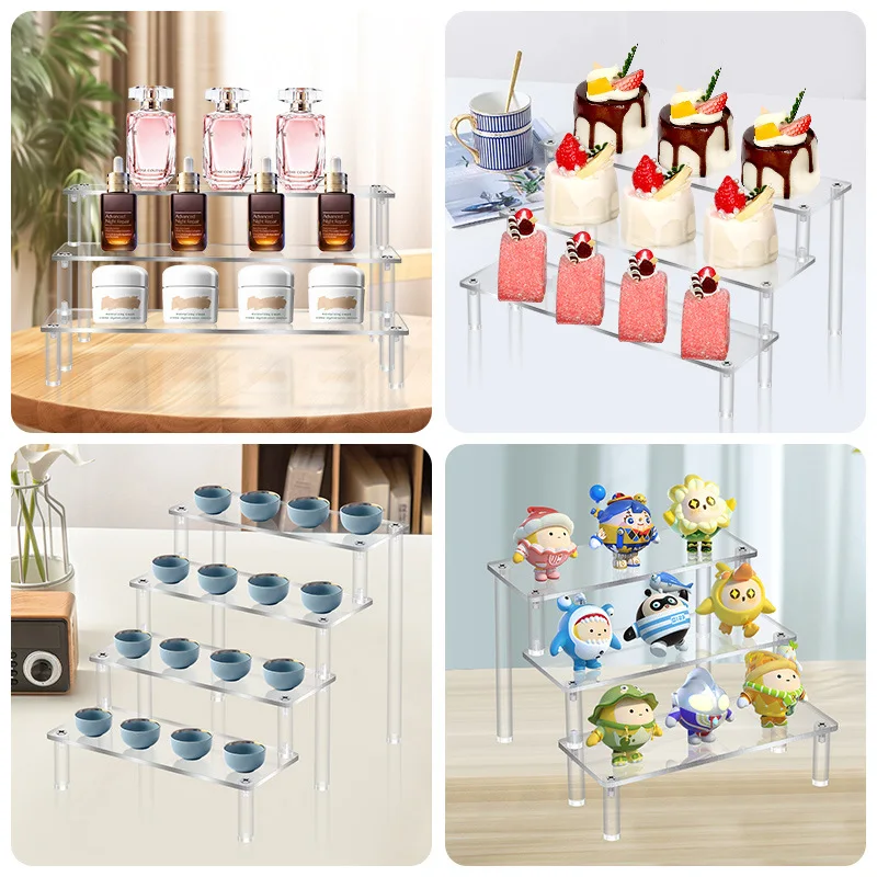 Acrylic/Wood Display Stand For Anime Figures Cupcake Shelf Organizer Desserts Holder Jewels Display Risers Stand Perfume Stand