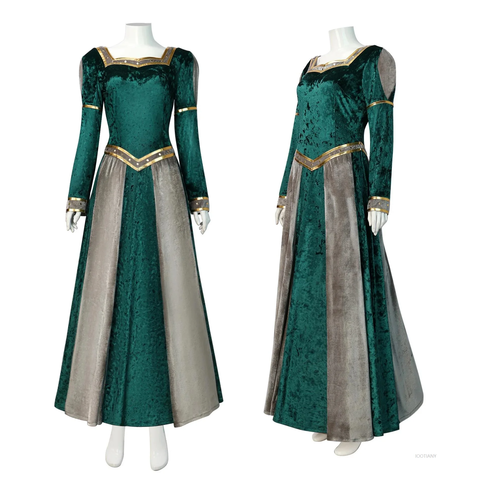 

Halloween Anime Movie Noble Princess Queen Monster Cosplay Costume Women's Green Elegant Dress Carnival Party Stage Performance