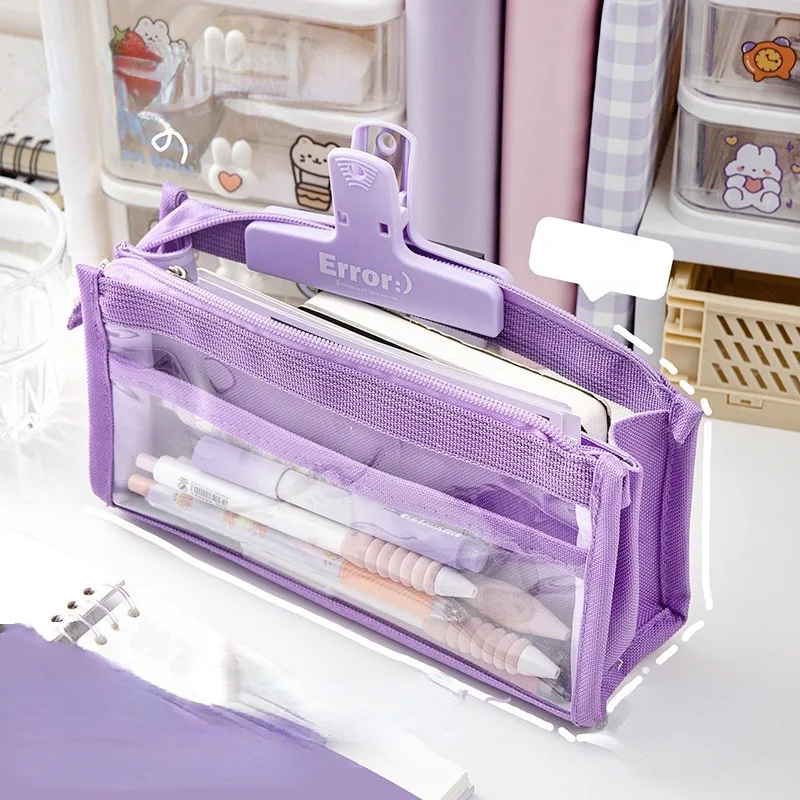 6-Layer Large Capacity Pencil Case Stationery Supplies High Appearance Transparent PVC Storage Bag Organizer