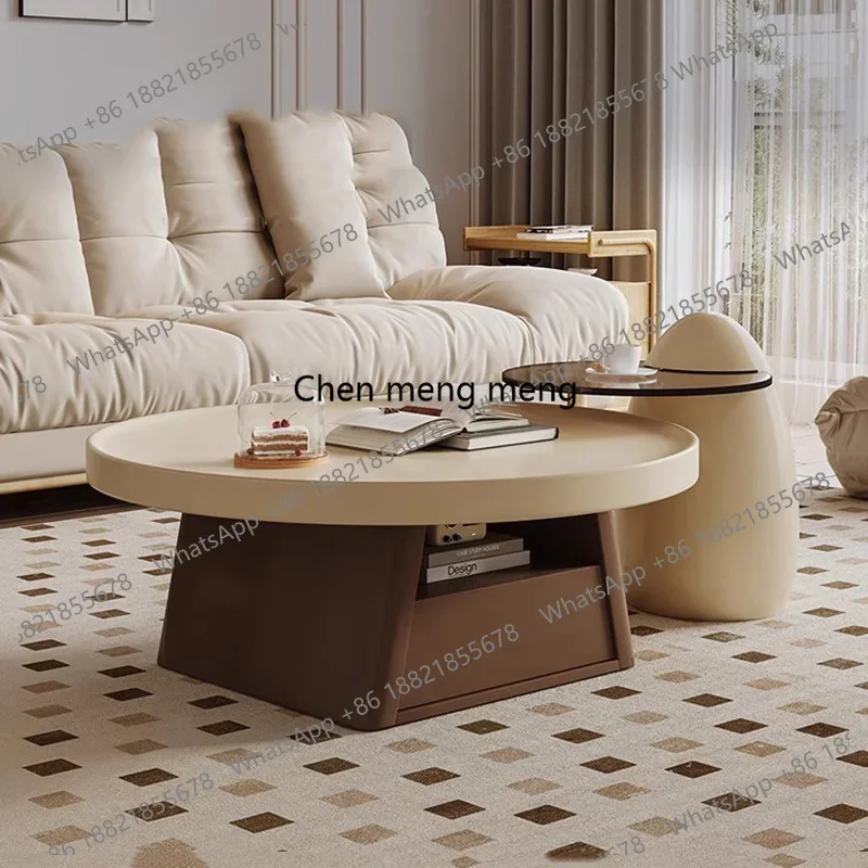 

RR Aesthetic Round Coffee Tables Modern Design Storage Small Side Table Living Room Minimalist Mueble Entrada Recibidor Furnitur