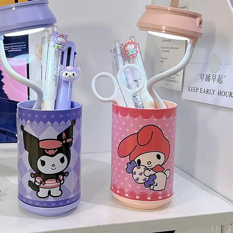 2pcs Miniso Kawaii Usb Telescopic Led Cans Pen Holder Desk Lamp Hello Kitty Cartoon Cute Dormitory Student Night Light Fashion