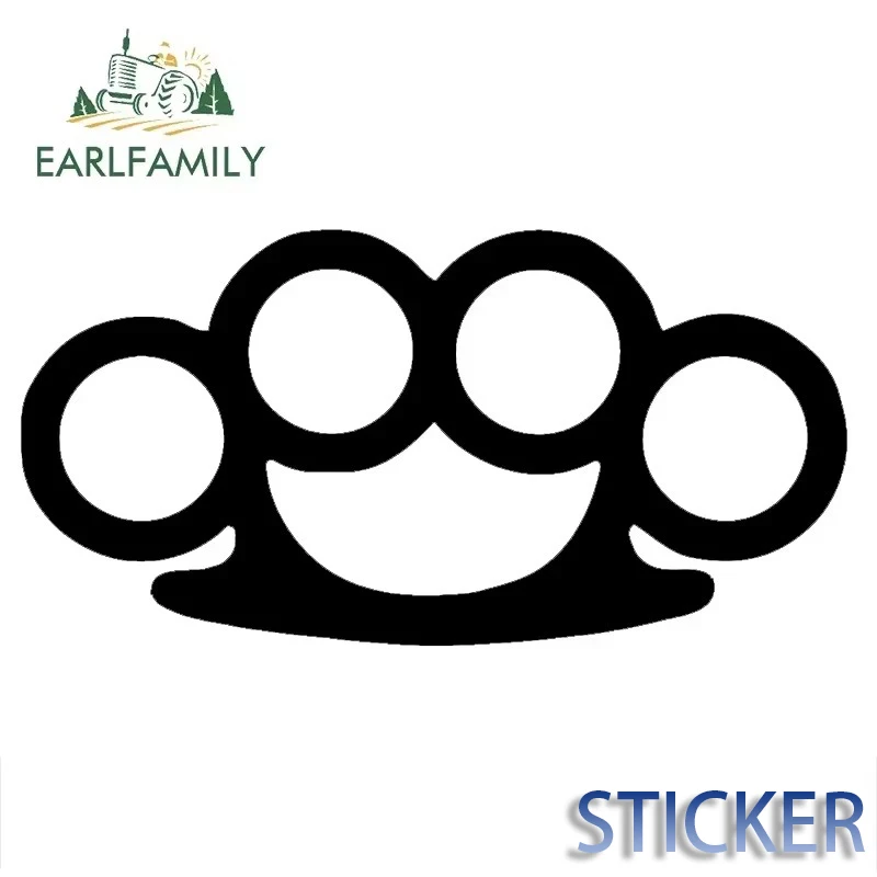 EARLFAMILY 13cm x 6.5cm Brass Knuckles V1 Sticker Decal JDM FCK ILL Vinyl Truck Vehicle Body Accessories Waterproof Car Stickers