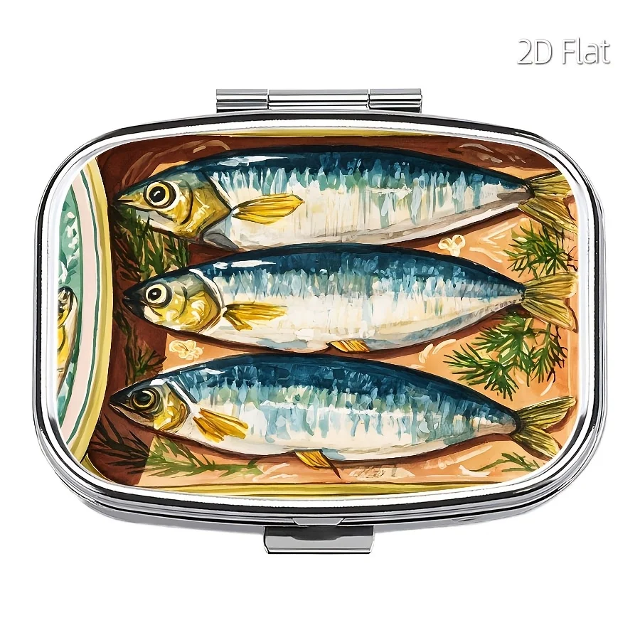 Flat Design, 1 Independent Pill Box, Double-Compartment Metal Box, Small Portable Pill Box, Suitable for Travel and Outdoor Activities, Multifunctional Metal Box, Can Be Used for Decoration, Jewelry, and Medicine Storage.