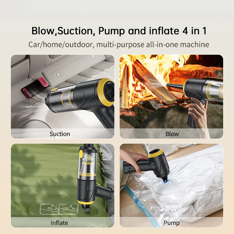 مكنسة كهربائية محمولة لاسلكية من Purerobo مكنسة كهربائية محمولة للسيارة ضربة/شفط/مضخة/تضخيم 4in1 1 مفتاح لصب الغبار