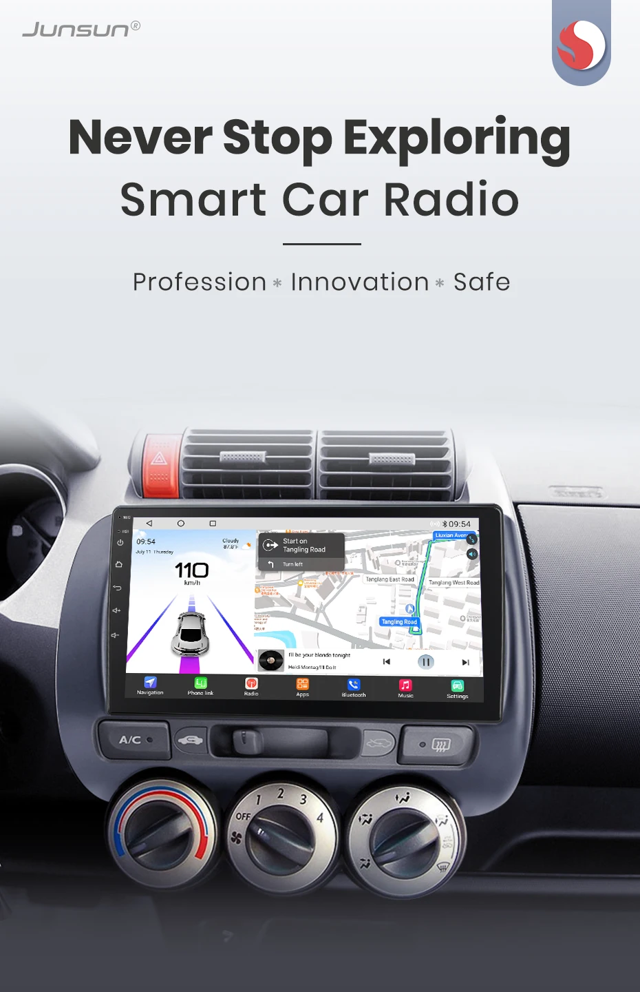 Junsun Qualcomm 8-Core 360 ° Panoramakamera, kabellos, CarPlay, Android-Auto-Radio für Honda Fit Jazz City 2002 2003, 2004–2007 – Detail 2