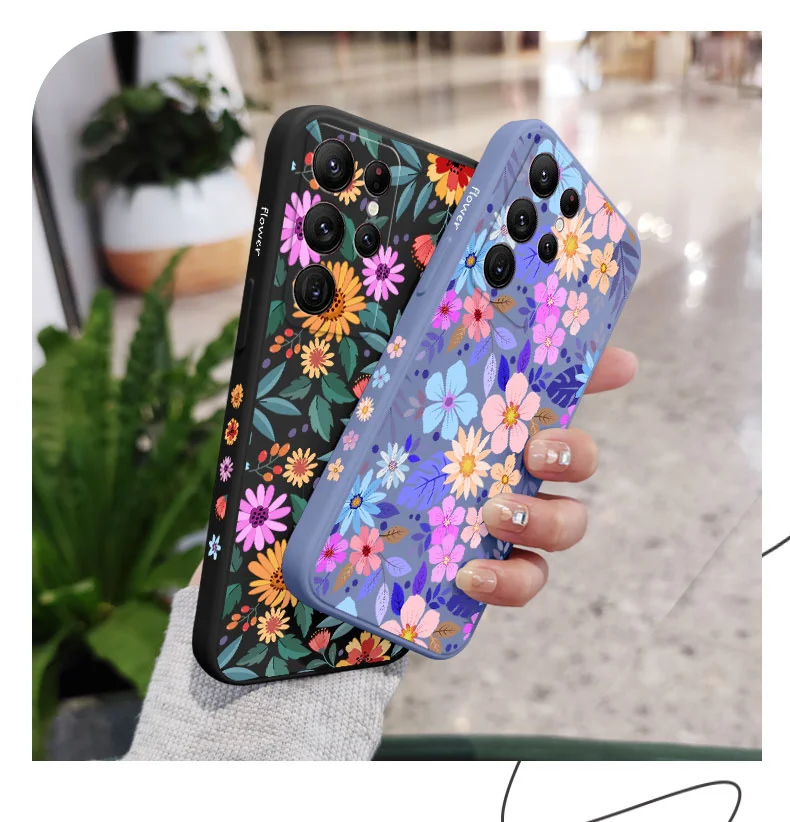 Auffällige Blumen Handyhülle für Samsung Galaxy S25 S24 S23 S22 S21 S20 Ultra Plus FE Note 20 Ultra 10 9 Plus Cover – Detail 4
