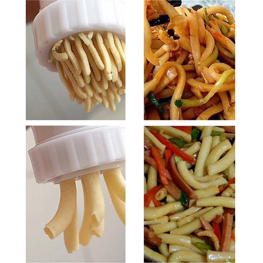 Household Mini Manual Noodle Maker Press Machine Pasta Noodle Maker for Home (Press Noodle Machine + 7pcs Molds White)