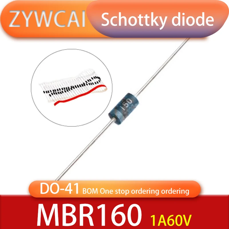 MBR160 DO-41 20PCS Schottky Barrier Rectifiers BOM One stop ordering ordering 1A 60V Schottky diode