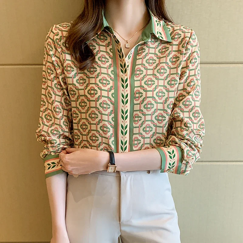 Mode dames chemises nouveau élégant femmes Blouses à manches longues boutonné hauts blusa mujer
