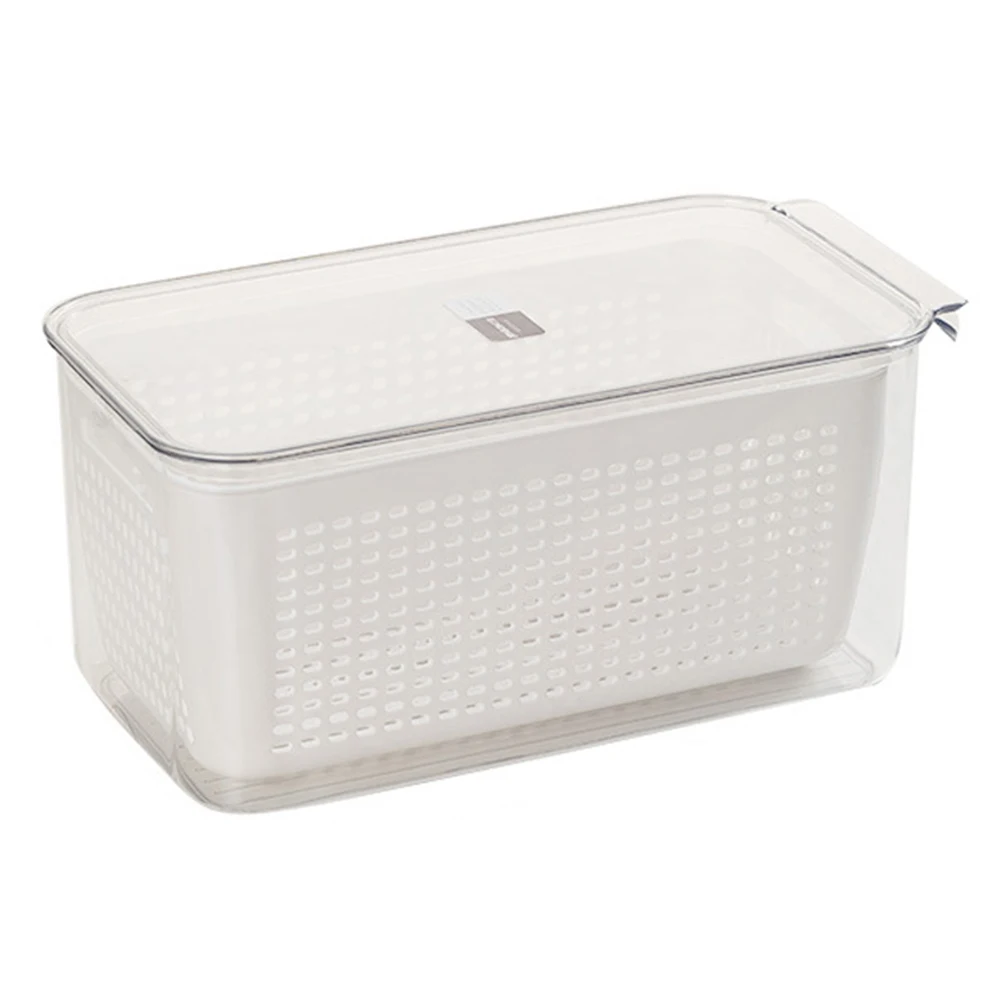 

Food Storage White Abs Drainage Container for Fridge Vegetable Fruit ganizer Compact Size Sealed Lid Preservation Box Food