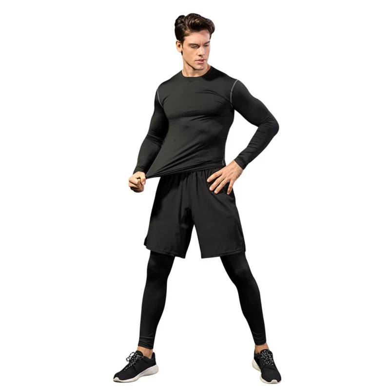 

Men Compression Sportswear Suits Gym Tights Fitness Training Clothes Workout Jogging Sports Set Men Running Tracksuit