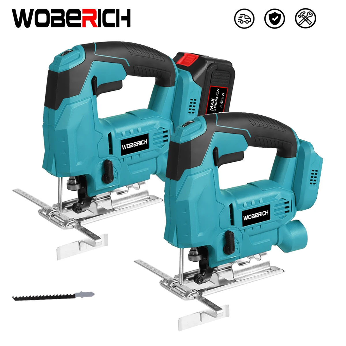 

WOBERICH Cordless Jigsaw Electric Jig Saw Portable Multi-Function Woodworking Power Tool Adjustable Woodworking for Makita 18V