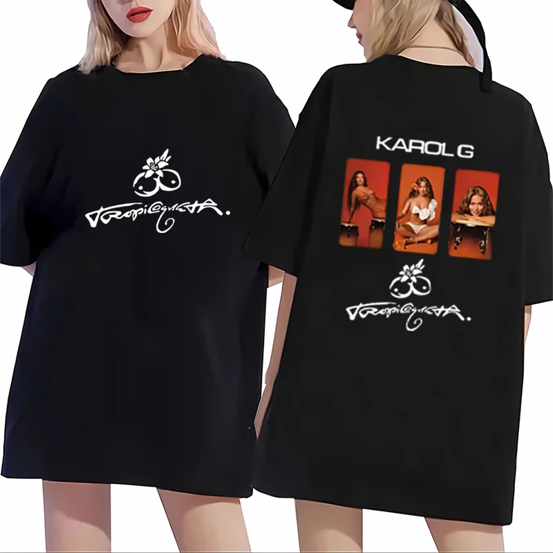 

Karol G Tropicoqueta Graphics T shirt Men women vintage Fashion Street Hip Hop 100% Cotton t-shirts Short Sleeve Unisex clothing