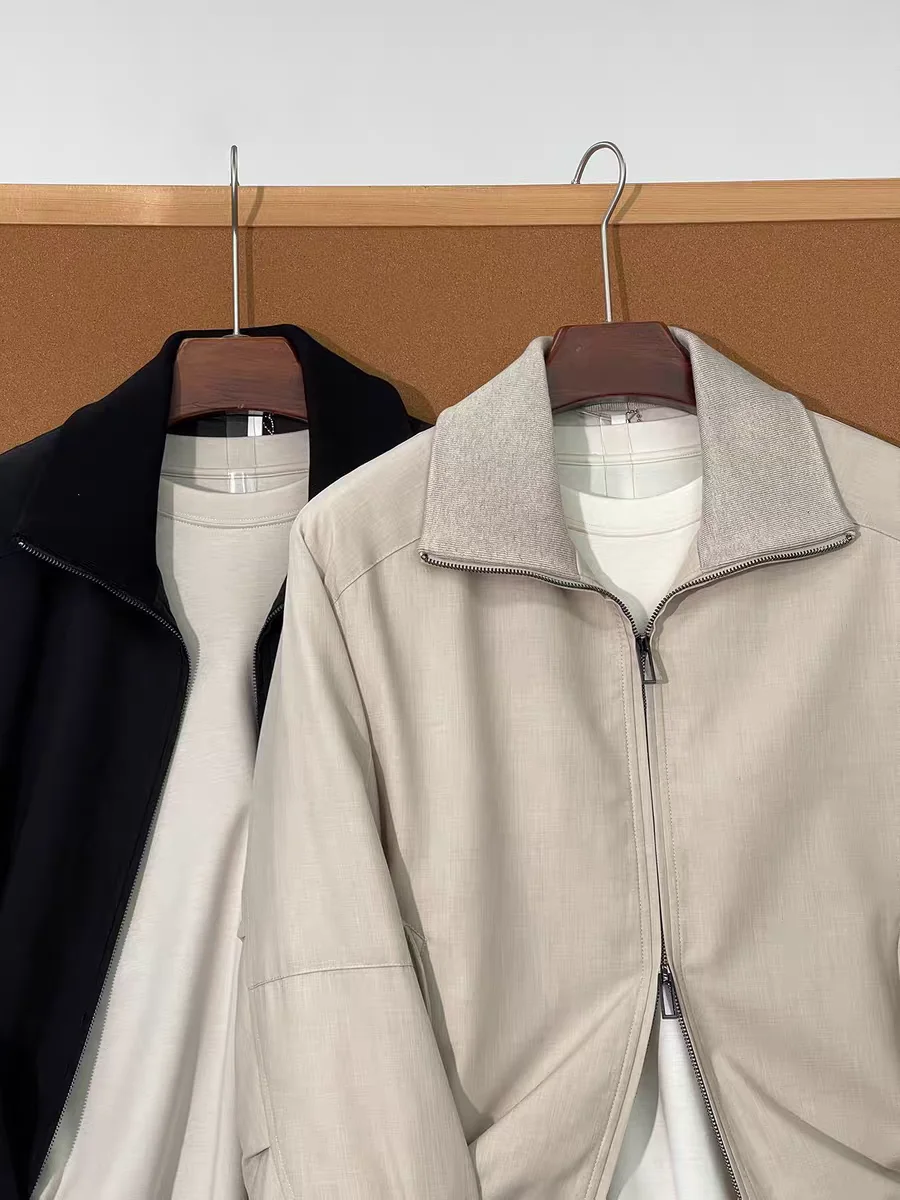 Повседневная хлопковая куртка, мужская осенне-зимняя модная льняная смесь, вязаный воротник, воротник-стойка, отложной воротник, верхняя одежда, пальто