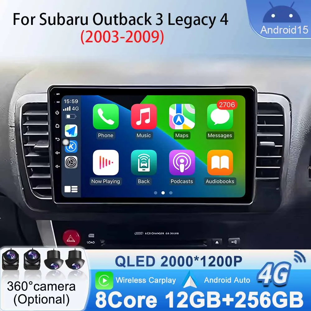 

Player for Subaru Outback 3 Legacy 4 2003 - 2009 Android 15 Radio Car Stereo Multimedia Video Wireless WiFi CarPlay Android Auto