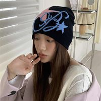 Y2k Women Hat Knit Letter Star Jacquard Beanies Strides Caps Streetwear Men Y2k Winter Fashion Accessorie Kpop Warm Hip Hop Goth