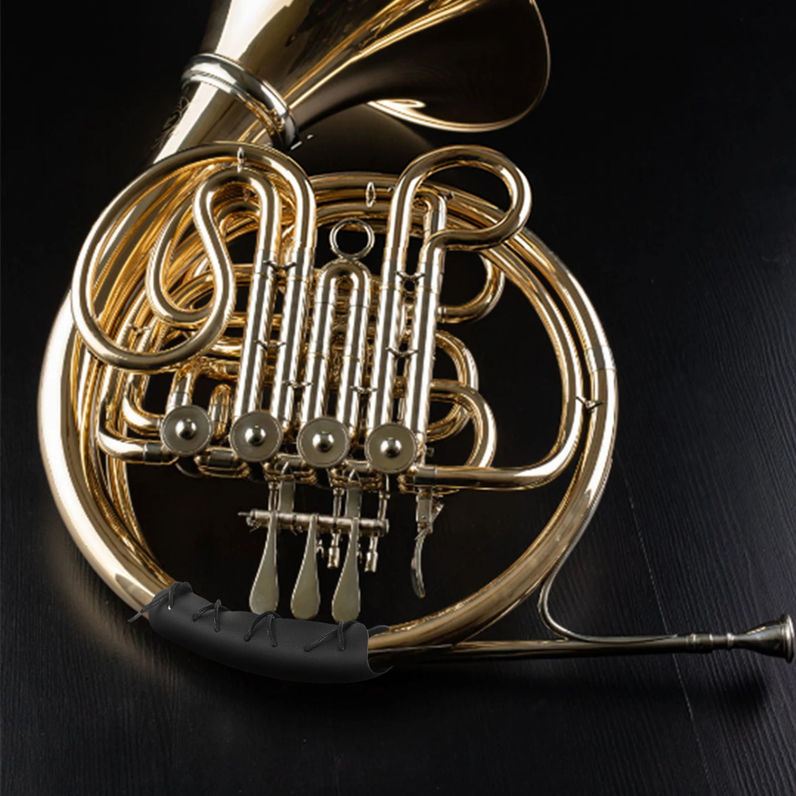 

French Horn Guard with Strap Black Cover for Hand Protection Non Skid PU Wear Resistant S 57 Accessories Musical
