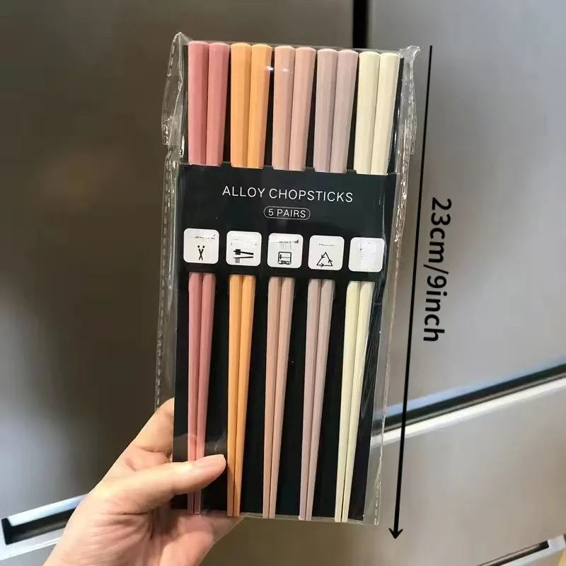 5 Pairs Random Color Morandi Color Octagon Pink Heart Macaron Unpainted Chopsticks Set Family Chopsticks Color Classification