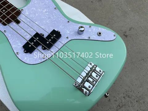 फैक्टरी हल्के हरे रंग के 4 तार वाले इलेक्ट्रिक बेस गिटार रोज़वुड फ्रेटबोर्ड स्ट्रिंग थ्रू बॉडी अनुकूलन योग्य 8 best sales बास गिटार बॉडी - №6