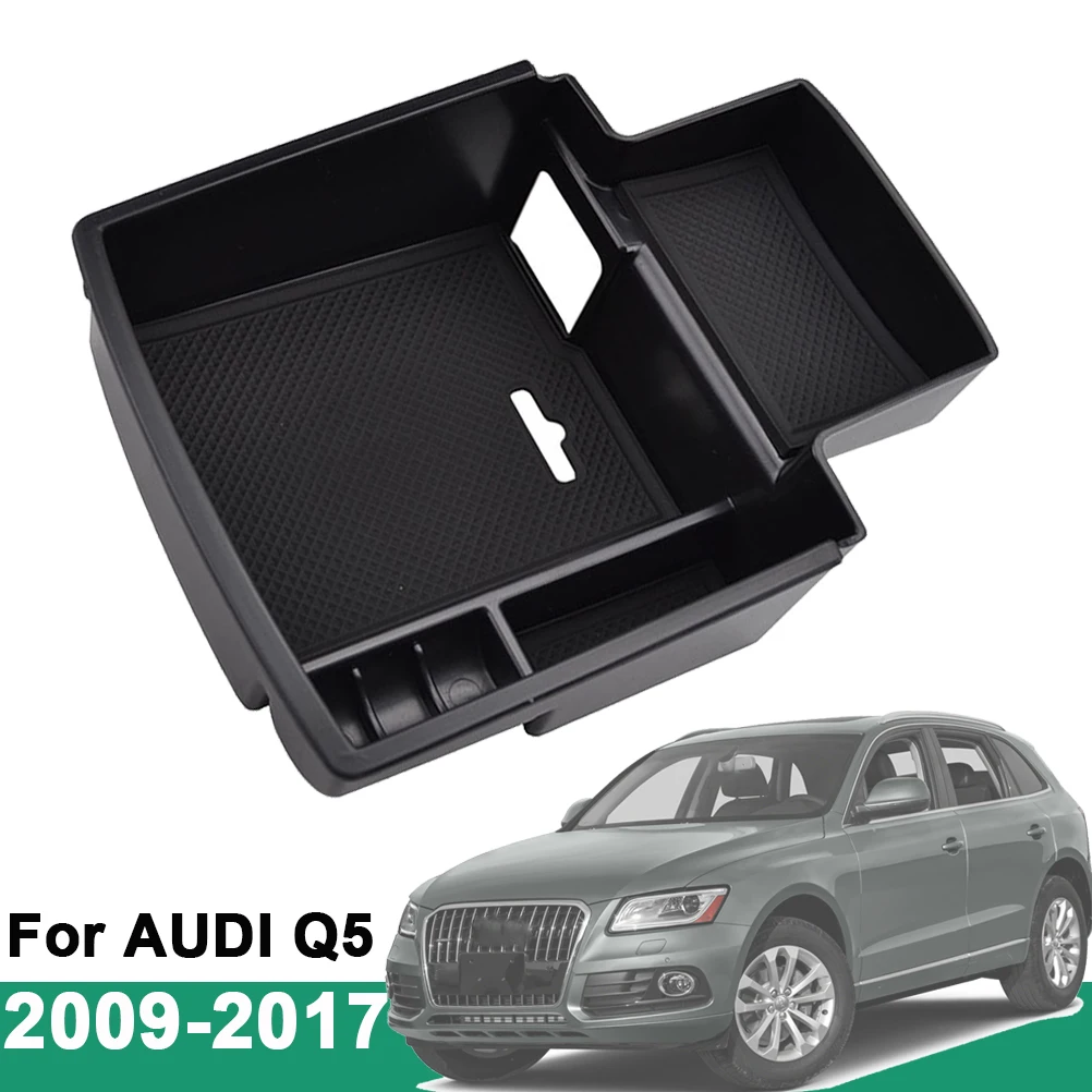 Armrest Storage Box For AUDI Q5 2009-2017 Center Console Bin Glove Tray Holder Case Car Organizer 2010 2011 2012 2013 2014 2015