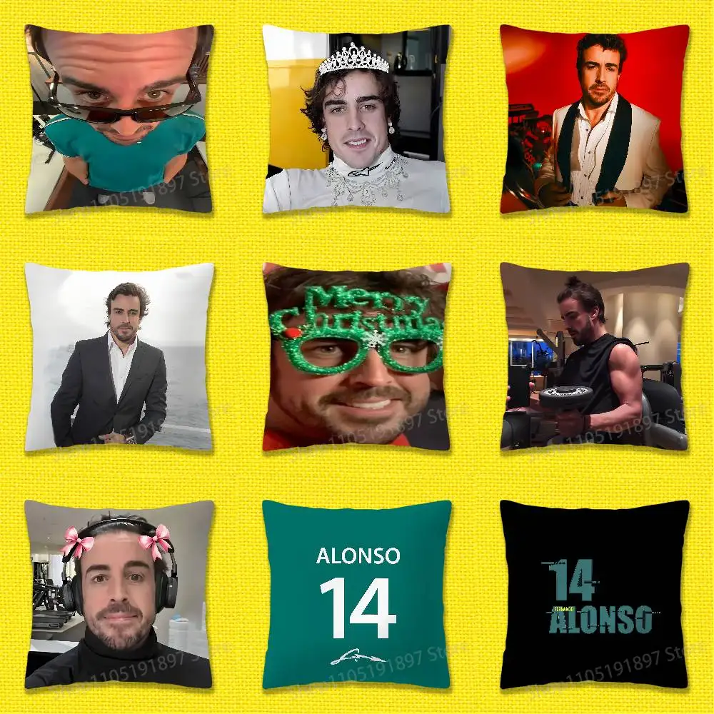 F-Fernando A-Alonso Throw Pillow Case For 45x45cm 40x40cm 55x55cm 50x50cm 30x30cm Square Car Pillowcase Shell