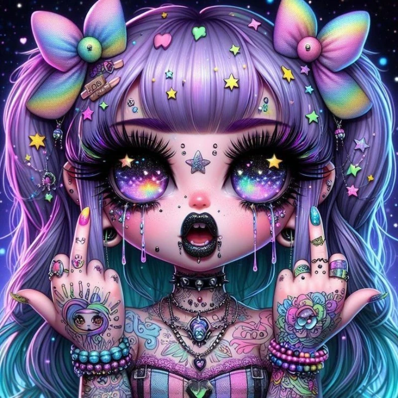 

500PCS/1024 PCS Jigsaw Puzzles Cartoon Cool Girl Portrait Relaxing Family Activity Games for Living Room Home Decor Gift
