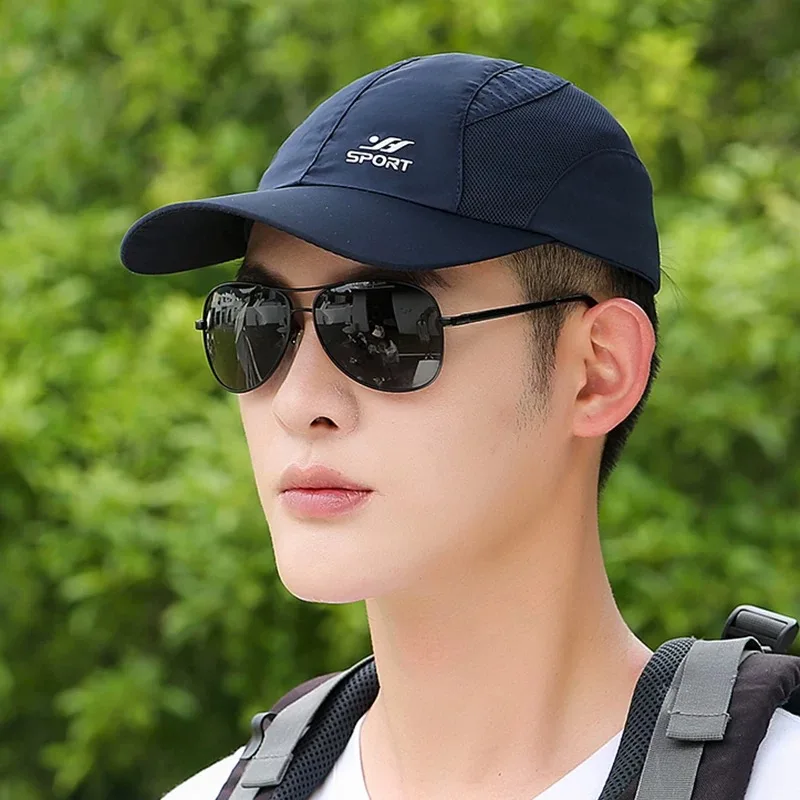 Spring Summer New Sports Hats Men's Sun Hats Outdoor Quick Drying Fabric Baseball Net Caps Sunscreen Breathable Caps