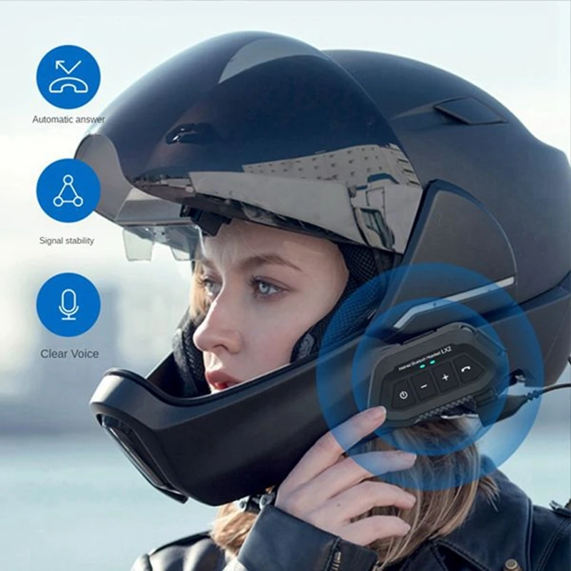 

Lx2 Bluetooth5.0 Helmet Headset Wireless Hands-Free Call Motorcycle Helmet Waterproof Headset Stereo Bluetooth Headset