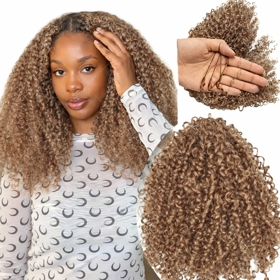 

Медовый блондин, маленькие спирали, вьющиеся вязанные крючком волосы для наращивания косы, вьющиеся невидимые вязанные крючком волосы без узлов, предварительно разделенные перьями