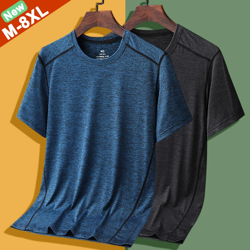 New Summer Running T-Shirts Men Large Size 6XL 7XL 8XL Male Tshirt Casual Traveling Tee Shirts Camping Tops Tees Clothing Man