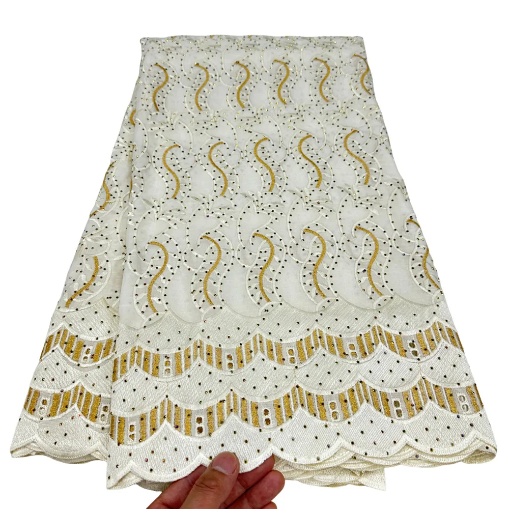 

HOT SALE African 100%Cotton Lace Fabric 5 Yards Nigerian Swiss Voile Cotton Lace Fabric Tissus Jersey For Women Sew Dresses 3145