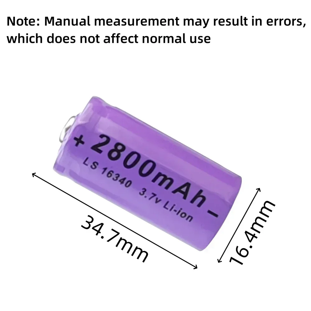 New 16340 Battery CR123A 16340 Battery 2800mAh 3.7V Li-ion Rechargeable Battery+16340 Charger